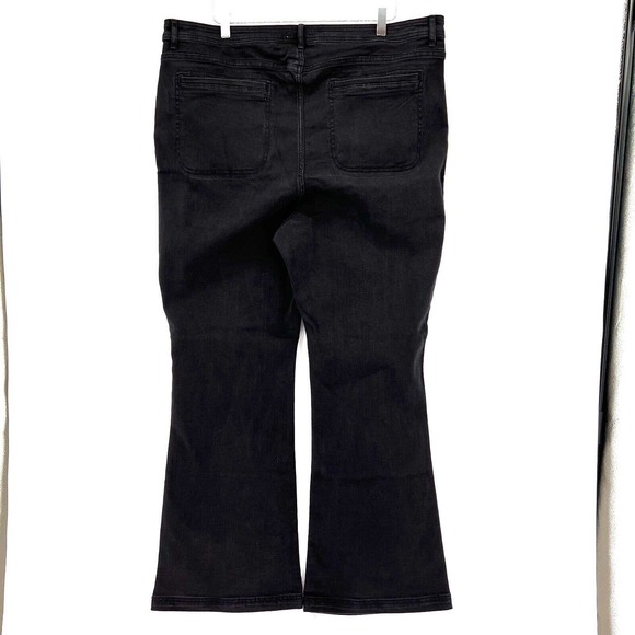 Knox Rose High-Rise Anywhere Flare Jeans Black Denim Pants Patch Pockets Size 20 - Picture 5 of 10